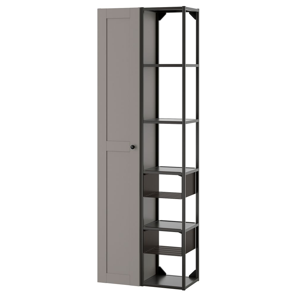 Комбинация для хранения, антрацит, серый каркас, 60x32x180 см IKEA BEGIVENHET БЕГИВЕНХЕТ 493.314.71 - фото 1