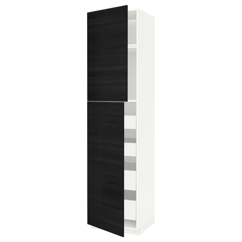 Высокий шкаф/2дверцы/4ящика, белый, Тингсрид черный 60x60x240 см IKEA МЕТОД / МАКСИМЕРА 393.578.24 - схема-чертеж с размерами
