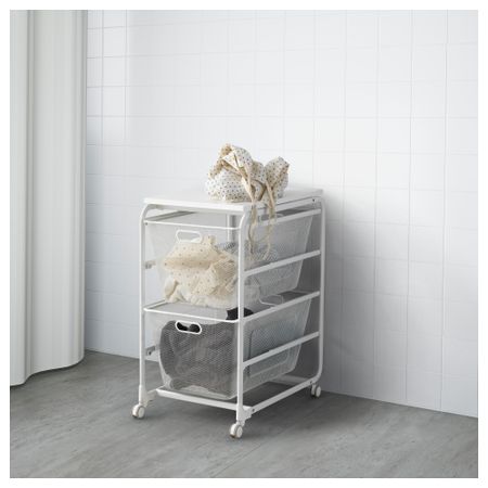 Рама, 2 сетчатые корзины, верхняя полка АЛЬГОТ, белый (41x60x78 см)