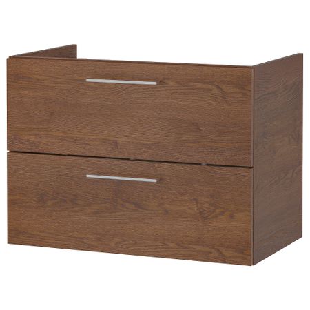 Шкаф для раковины с 2 ящиками, 80x47x58 см, под коричневый мореный ясень IKEA GODMORGON ГОДМОРГОН 804.579.10