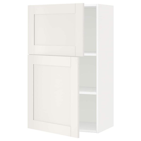 Навесной шкаф с полками/2дверцы, белый/Сэведаль белый 60x100 см IKEA METOD МЕТОД 892.230.21 - схема-чертеж с размерами