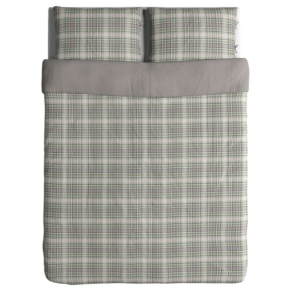 Пододеяльник и 2 наволочки СНЭРЙМОРА, клетка, зеленый - схема-чертеж с размерами