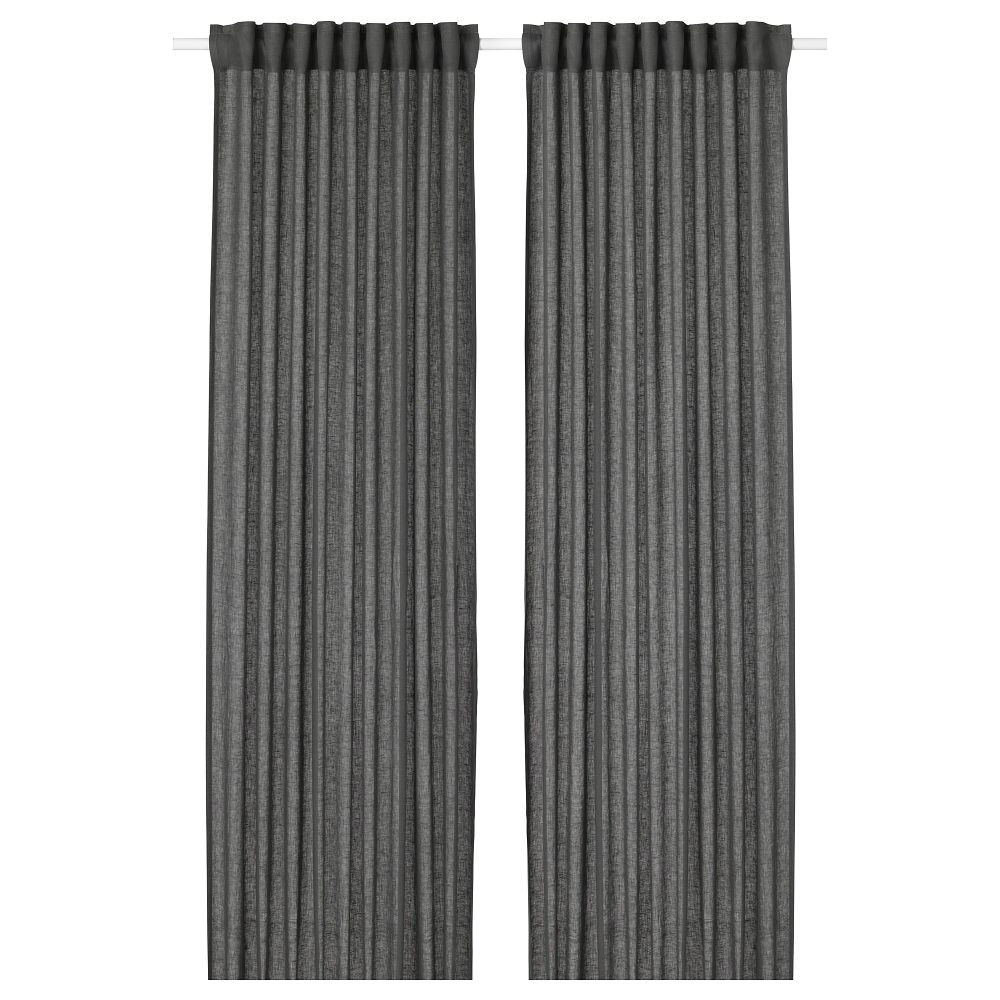 Гардины, 1 пара ЛЕЙОНГЭП, темно-серый (145x300 см) - фото 1