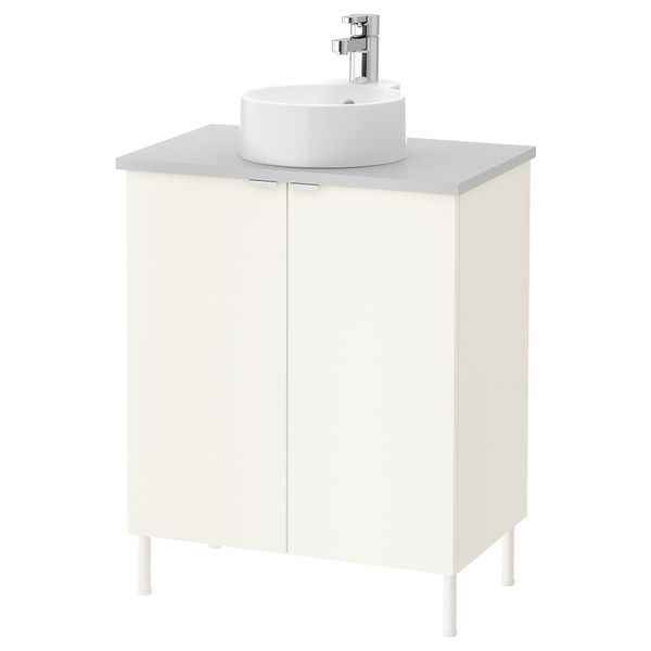 Шкаф под раковину с 2 дверцами ЛИЛЛОНГЕН/ВИСКАН / ГУТВИКЕН, белый, серый (62x40x87 см) - фото 1