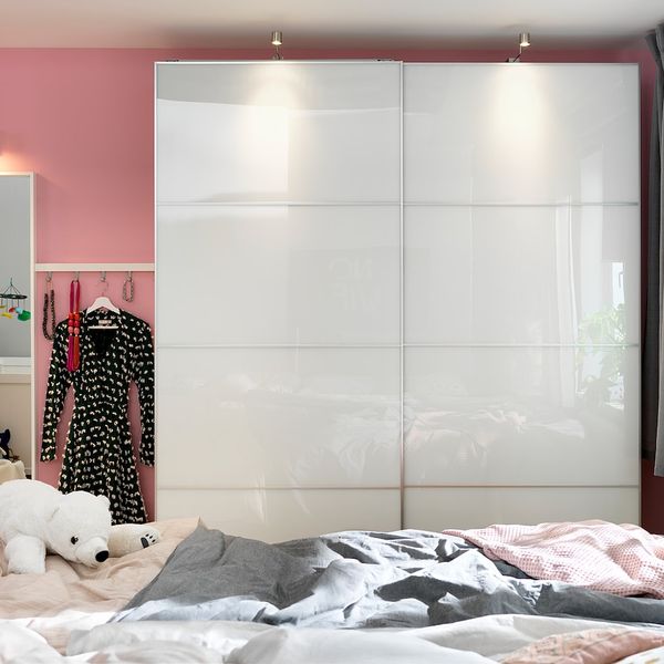 4 панели для рамы раздвижной дверцы, белое стекло 75x236 см IKEA FÄRVIK ФЭРВИК 903.665.61 - фото 2