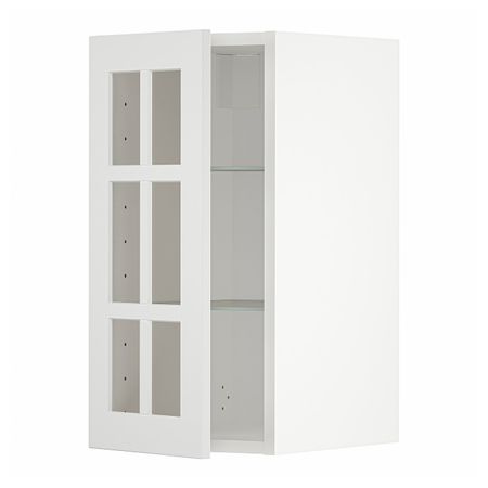 Навесной шкаф/полки/стеклян дверца, белый/Стенсунд белый 30x60 см IKEA METOD МЕТОД 494.098.08