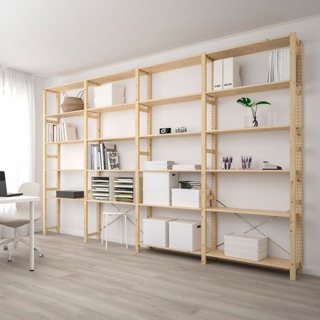 4 секции/полки, сосна 344x30x226 см IKEA IVAR ИВАР 592.485.46