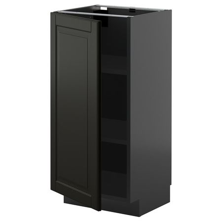 METOD Напольный шкаф с полками - черно-серый/Bodbyn чёрный 40x37 см