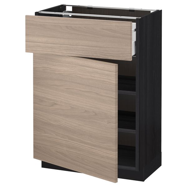 Напольный шкаф с ящиком, дверью МЕТОД / МАКСИМЕРА, черный, Брокхульт светло-серый - схема-чертеж с размерами