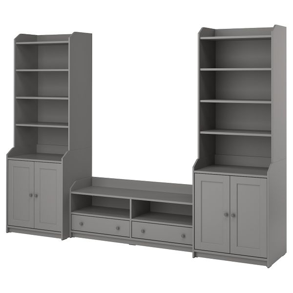 Комбинация для хранения/под ТВ, серый 277x46x199 см IKEA HAUGA ХАУГА 193.887.27 - фото 1