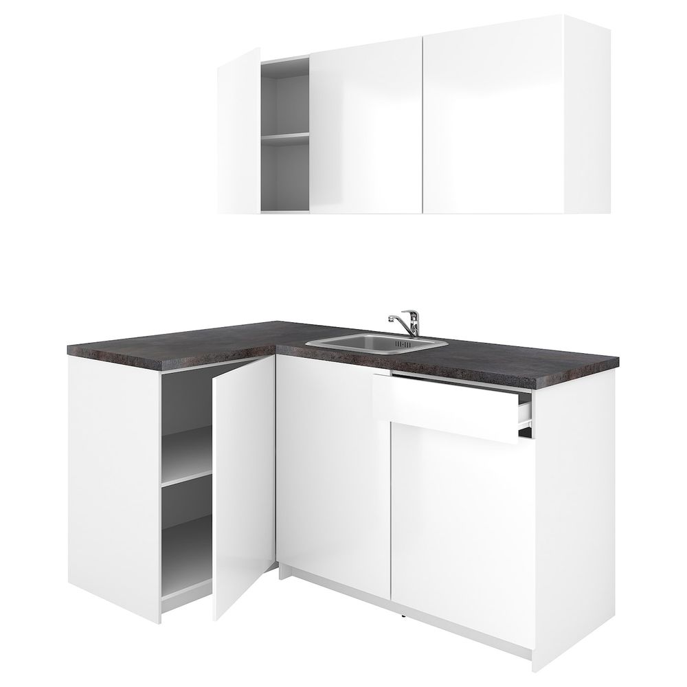 Кухня, глянцевый белый 120x180x220 см IKEA KNOXHULT КНОКСХУЛЬТ 894.045.97 - фото 1