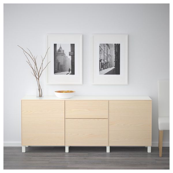 Комбинация для хранения с ящиками БЕСТО, белый, Инвикен ясеневый шпон (180x40x74 см) - фото 2