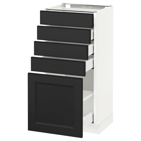 Напольный шкаф с 5 ящиками МЕТОД / МАКСИМЕРА, белый, Лаксарби черно-коричневый