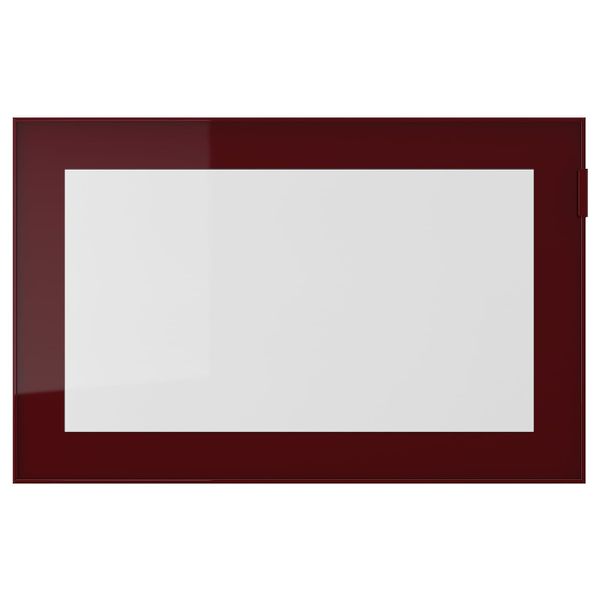 Стеклянная дверь, темный красно-коричневый/прозрачное стекло 60x38 см IKEA GLASSVIK ГЛАССВИК 304.443.50 - фото 1