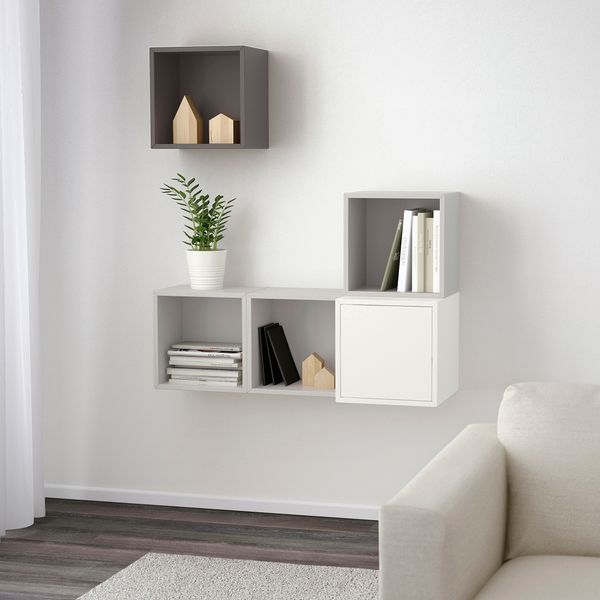 Комбинация настенных шкафов, 105x35x120 см, белый, светло-серый, темно-серый IKEA EKET ЭКЕТ 792.224.99 - фото 3