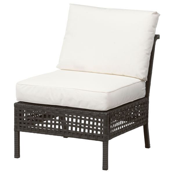 Садовое легкое кресло КУНГСХОЛЬМЕН, черно-коричневый, Кунгсэ белый (62x80x73 см) - схема-чертеж с размерами