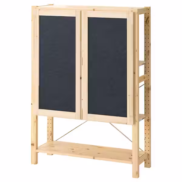 IVAR Стеллаж с дверцами - сосна/фетр 89x30x124 см - фото 1