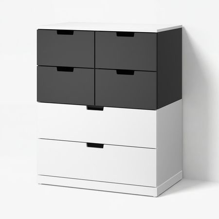 NORDLI Комод с 6 ящиками - белый/антрацит 80x99 см