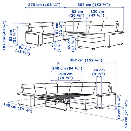 Угловой диван-кровать, 6-местный, с козеткой/Гранн/Бумстад темно-коричневый IKEA LIDHULT ЛИДГУЛЬТ 092.776.16
