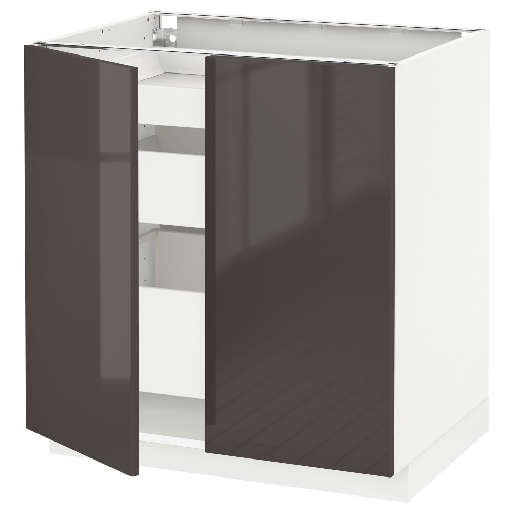 Напольный шкаф с 2 дверцами, 3 ящиками МЕТОД / МАКСИМЕРА, белый, Рингульт серый (80x60 см) - схема-чертеж с размерами