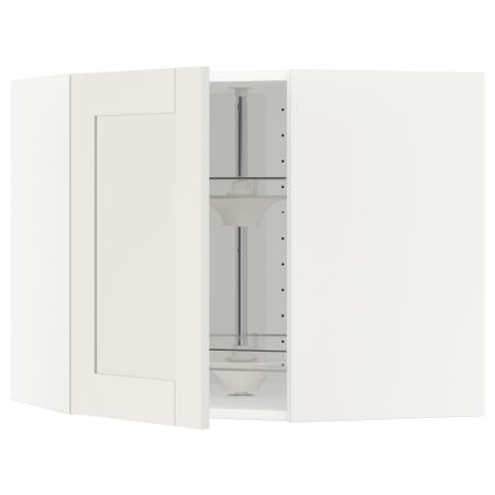 Угловой навесной шкаф с вращающейся секцией МЕТОД, белый, Сэведаль белый