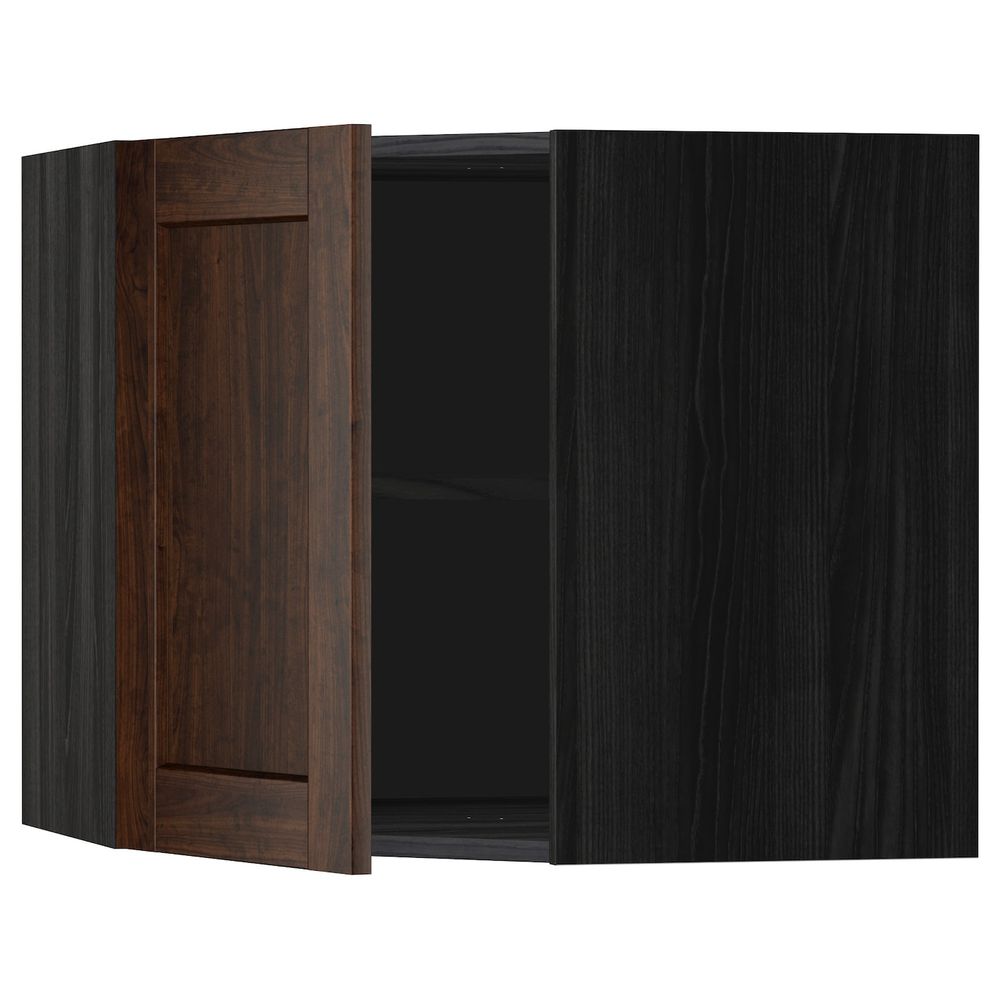 Угловой навесной шкаф с полками, черный/Эдсерум коричневый 68x60 см IKEA МЕТОД 592.264.36 - схема-чертеж с размерами