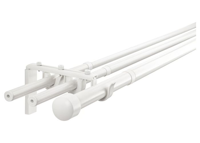 RÄCKA / HUGAD Тройной гардинный карниз,комбинация - белый 210-385 см