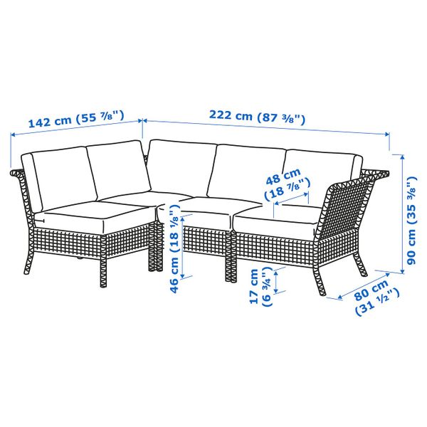 IKEA в интерьере - схема-чертеж с размерами
