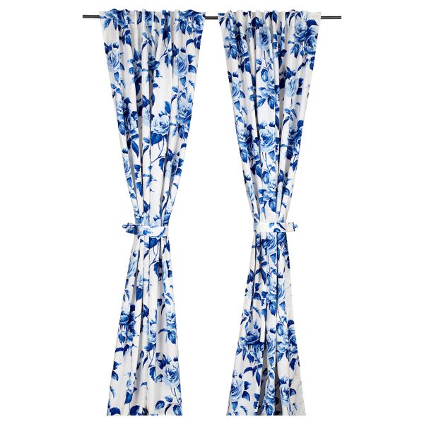 Гардины с прихватом, 1 пара, синий, 145x300 см IKEA МЕТТЕМАРИ 804.443.24 - фото 1