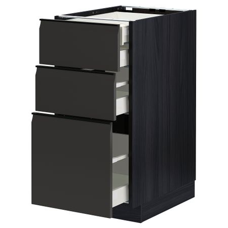 Напольный шкаф 3 фасада, 2 низких, 1 средний, 1 высокий ящик IKEA METOD МЕТОД, MAXIMERA МАКСИМЕРА 394.955.90