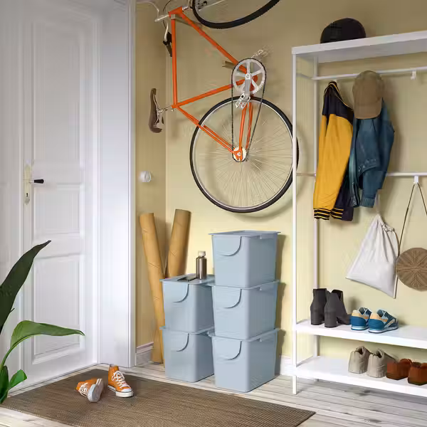 TRÖSKNING ТРЁСКНИНГ Контейнер с крышкой - серо-синий светлый 25 л - фото 5