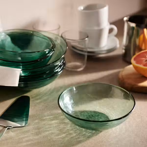 STRANDKRABBA СТРАНДКРАББА Миска - стекло/зеленый 15 см - схема-чертеж с размерами