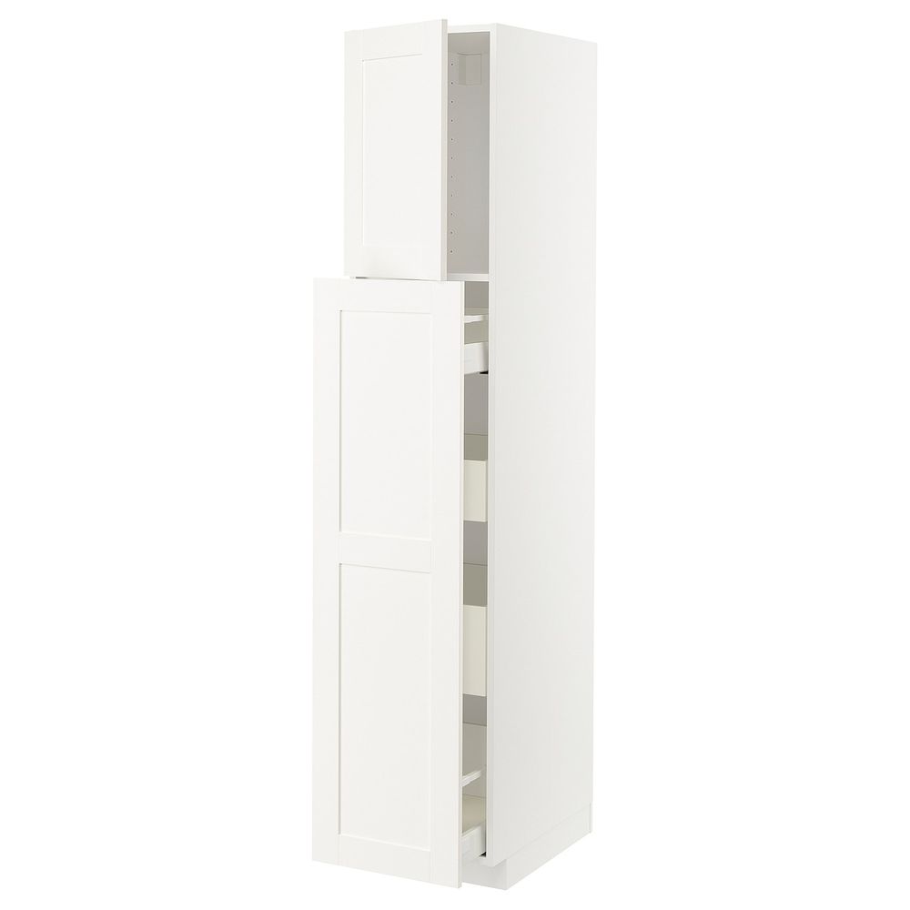 Высокий шкаф, выдвижной секция/1дв/4ящ, белый/Сэведаль белый 40x60x200 см IKEA METOD МЕТОД / MAXIMERA МАКСИМЕРА 694.457.54 - схема-чертеж с размерами