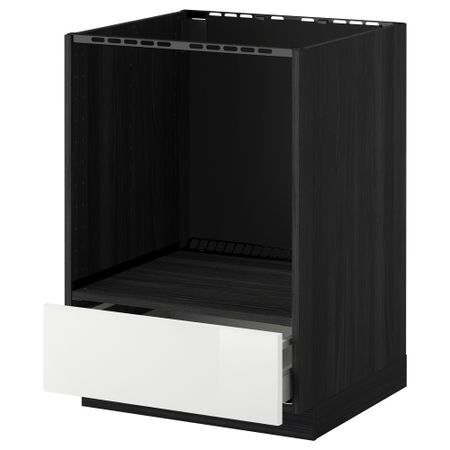 Напольный шкаф для духовки, с ящиком МЕТОД / МАКСИМЕРА, черный, Рингульт белый (60x60 см)