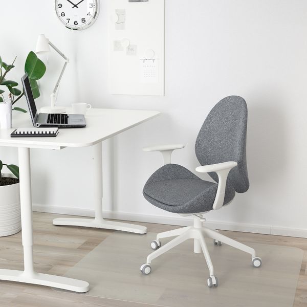 Рабочий стул с подлокотниками, Гуннаред классический серый-белый IKEA HATTEFJÄLL ХАТТЕФЬЕЛЛЬ 092.521.35 - фото 2