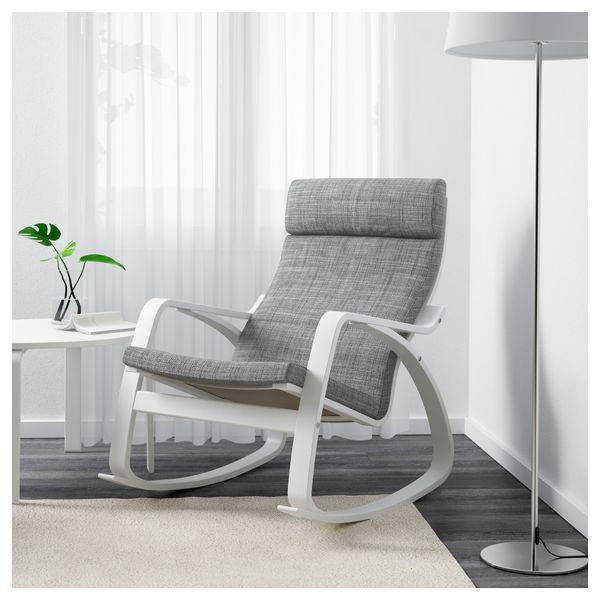 Табурет для ног ПОЭНГ, белый, Исунда серый - схема-чертеж с размерами