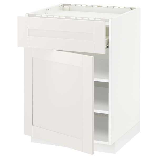 Напольный шкаф для варочной панели, ящик, полка, дверцы МЕТОД / ФОРВАРА, белый, Сэведаль белый (60x60 см) - схема-чертеж с размерами