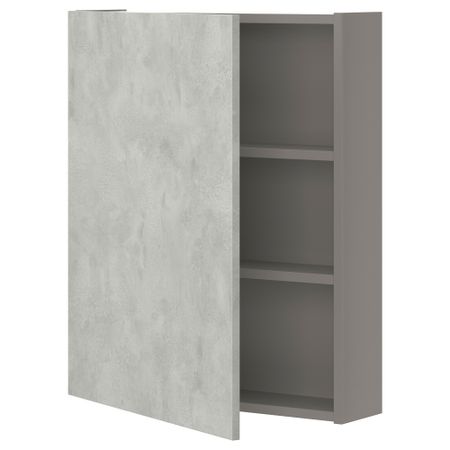 Навесной шкаф с 2 полками, дверцей, 60x17x75 см, серый, под бетон IKEA BEGIVENHET БЕГИВЕНХЕТ 293.236.55