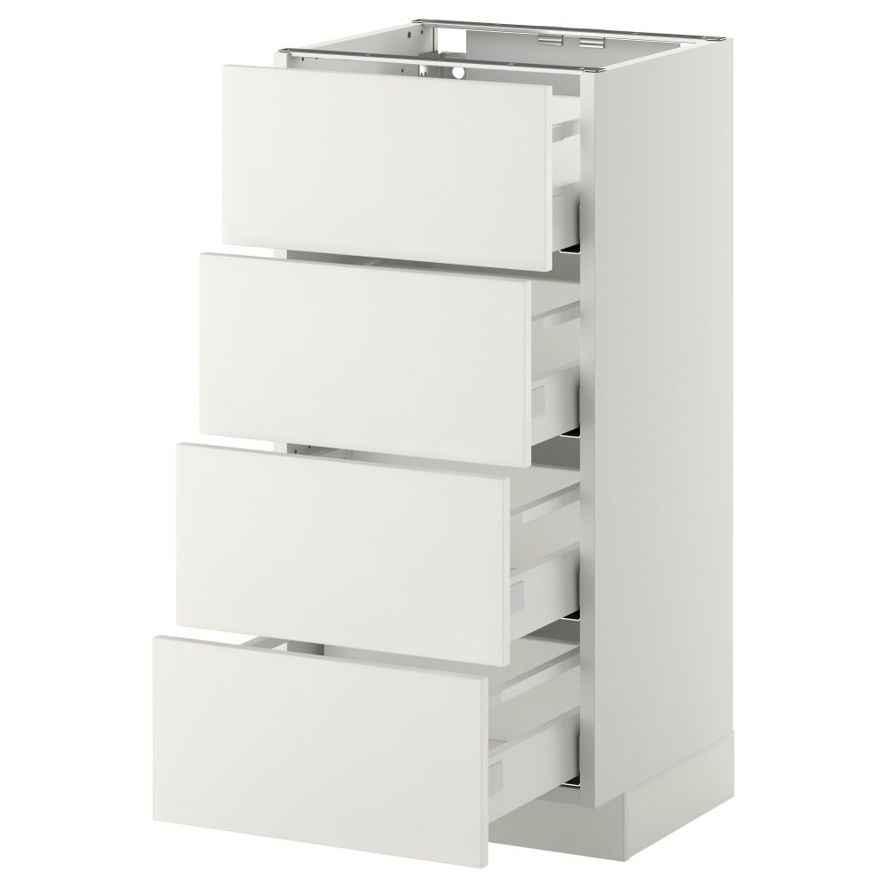 Напольный шкаф 4 фронтальных панели, 4 ящика МЕТОД / МАКСИМЕРА, белый, Хэггеби белый - схема-чертеж с размерами