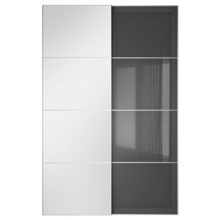 Пара раздвижных дверей АУЛИ / УГГДАЛЬ, зеркальное стекло, серое стекло
