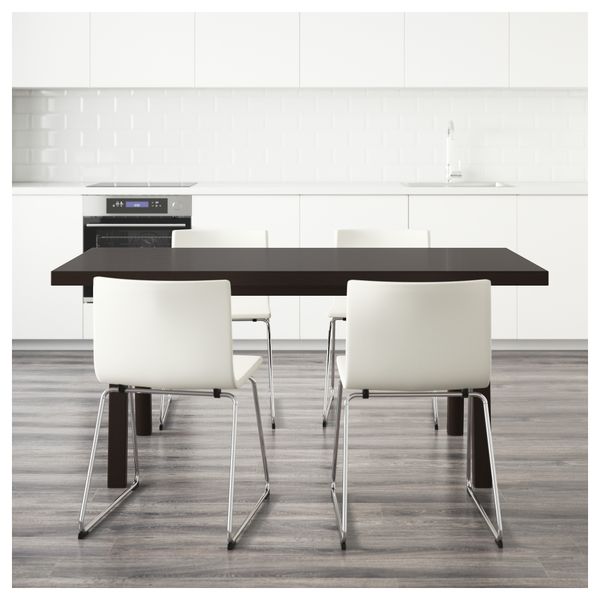 Стол и 4 стула ВЭСТАНБИ/ВЭСТАНО / БЕРНГАРД, темно-коричневый, Кават белый (170 см) - фото 2