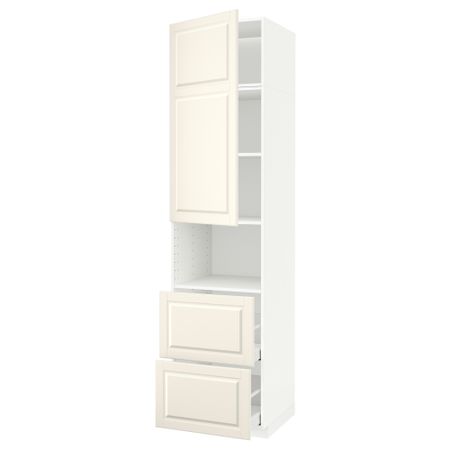 Высокий шкаф для СВЧ/дверца/2ящика МЕТОД / МАКСИМЕРА, белый, Будбин белый с оттенком