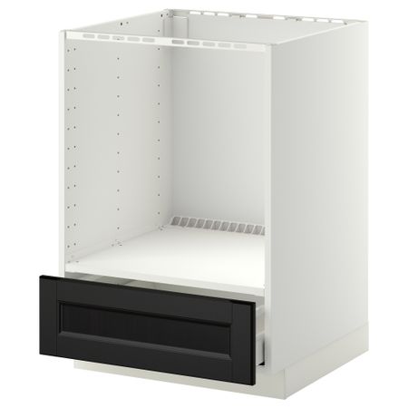 Напольный шкаф для духовки, с ящиком МЕТОД / МАКСИМЕРА, белый, Лаксарби черно-коричневый (60x60 см)