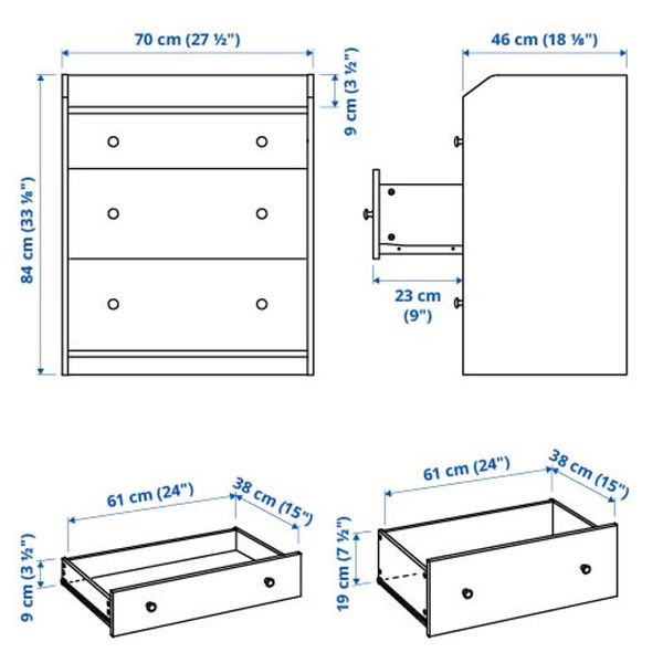 IKEA, дополнительный ракурс - схема-чертеж с размерами