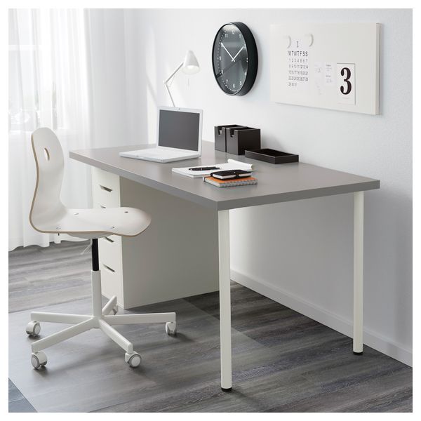 Стол ЛИННМОН / АЛЕКС, серый, белый (150x75 см) - фото 2
