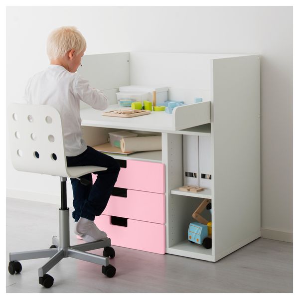 Стол с 3 ящиками СТУВА, белый, розовый (90x79x102 см) - фото 3