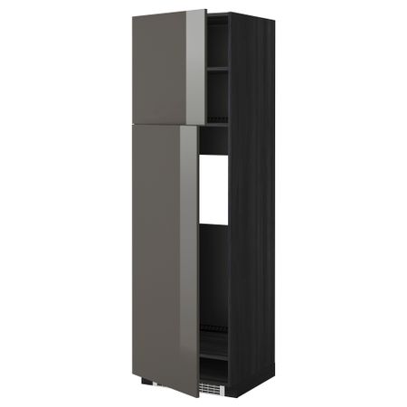 Высокий шкаф для холодильника, 2 дверцы МЕТОД, черный, Рингульт серый