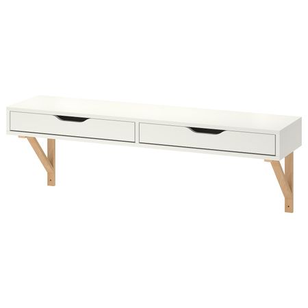 Полка с ящиком, белый, береза, 119x31 см IKEA ЭКБИ АЛЕКС / ЭКБИ ВАЛЬТЕР 692.440.53