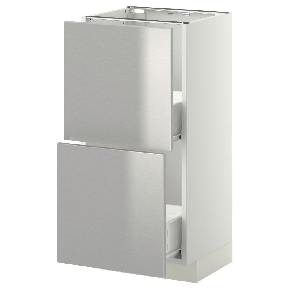 Напольный шкаф с 2 ящиками МЕТОД / ФОРВАРА, белый, Гревста нержавеющ сталь - схема-чертеж с размерами