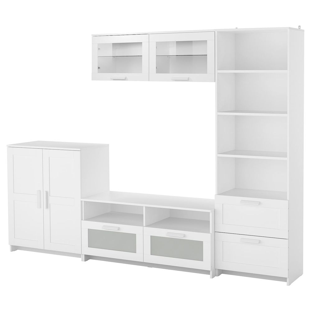 Шкаф для ТВ, комбинация, белый 258x41x190 см IKEA BRIMNES БРИМНЭС 393.966.51 - фото 1